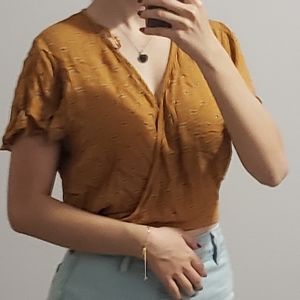 Wrap around yellow and white flower top S